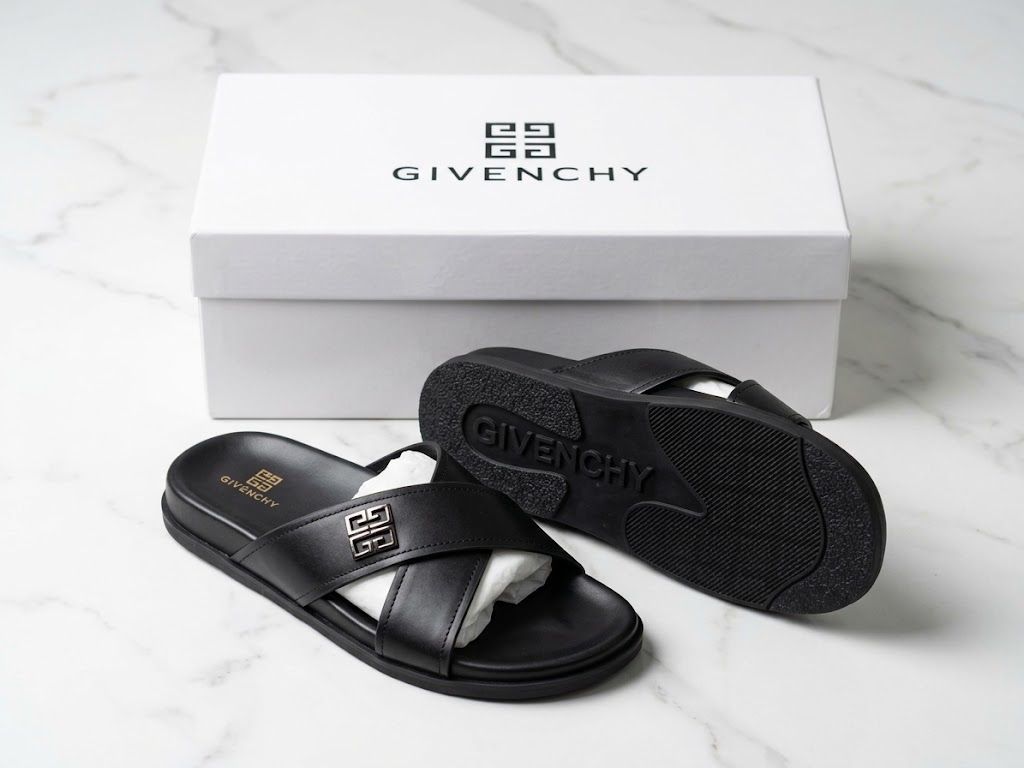 Givenchy 4G Crossover Leather Slides – Black